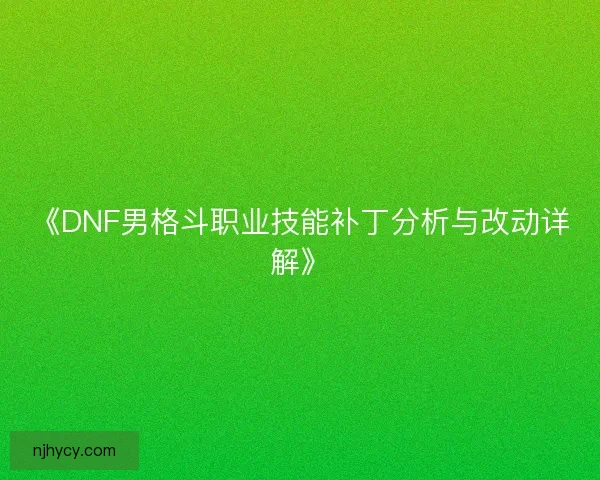 《DNF男格斗职业技能补丁分析与改动详解》